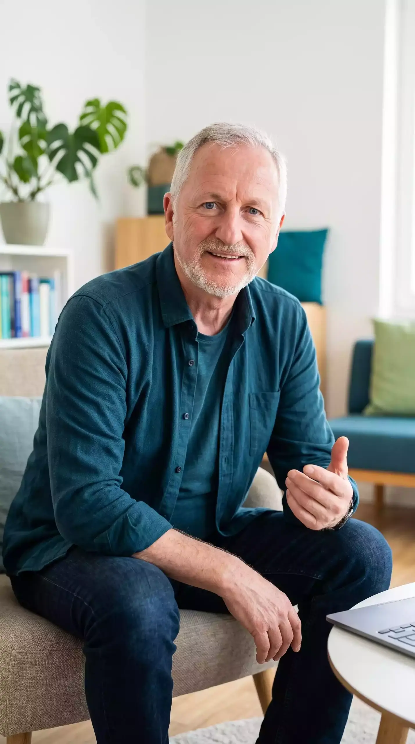Herbert Schraps bei einer psychotherapeutischen Videosprechstunde